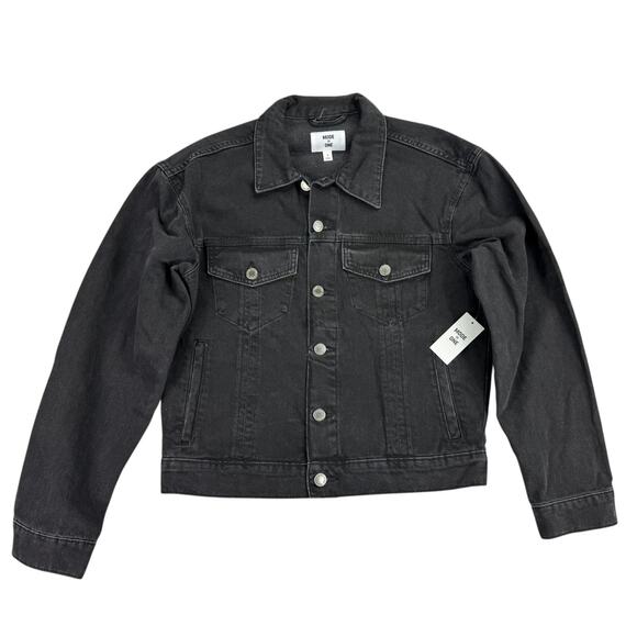Mode of One Mens Regular Fit Denim Trucker Jacket Black S - Picture 2 of 6